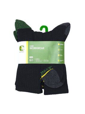 John Deere Mens Core Workwear Cushioned Crew Socks 6-Pack Shoe Size 6-12.5 Black